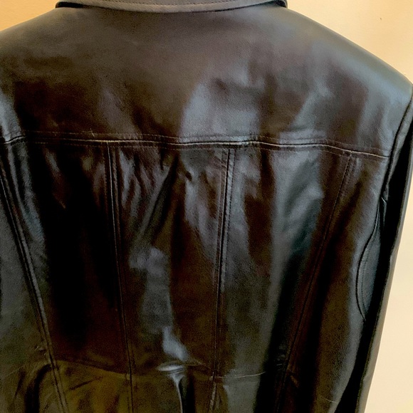 Black leather jacket worn once - Picture 1 of 4